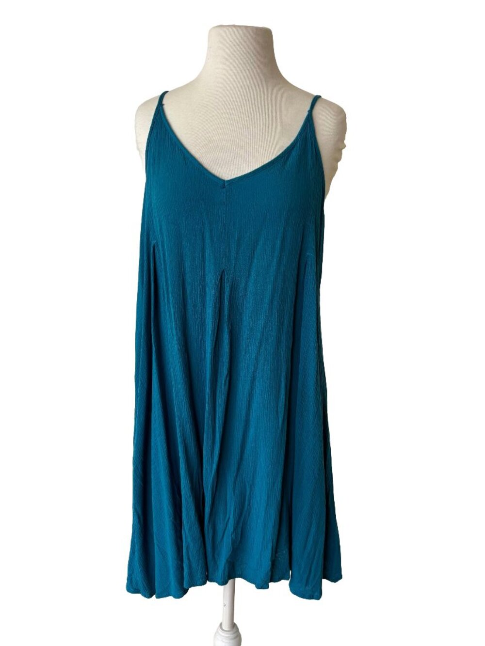 ROXY Swim Coverup Dress Teal Blue Gauzey Tank A Line Flowy Mini Beach Medium